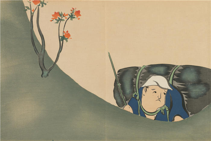 神坂雪佳(Kamisaka Sekka，日本画家)高清作品-《樵夫（Shomu）（1909-1910）》