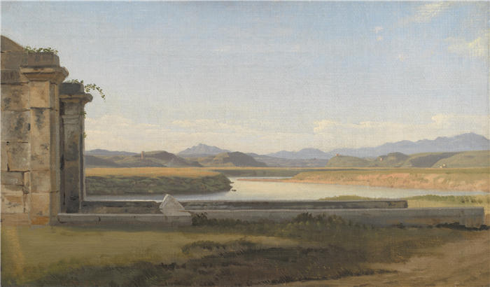 克里斯托弗·威廉·埃克斯伯格（Christoffer Wilhelm Eckersberg，丹麦画家）高清作品-从罗马的 Fontana Acetosa（1814 – 1816 年）观看