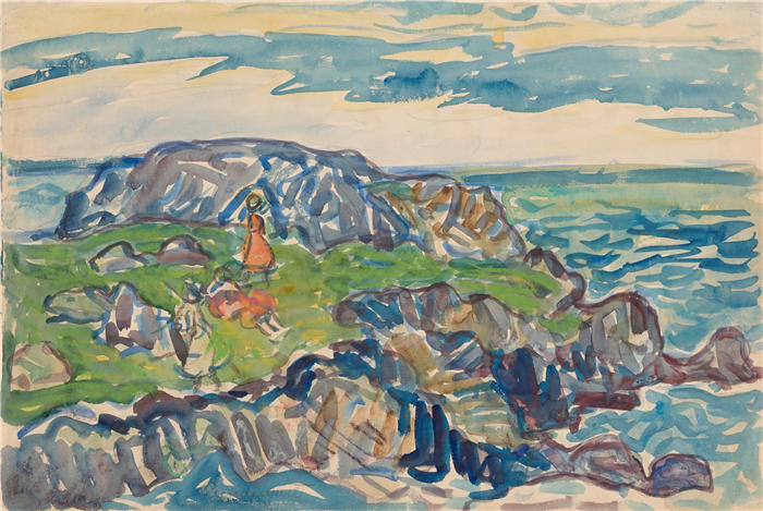 莫里斯·普伦德加斯特(Maurice Prendergast,美国画家)高清作品-《格洛斯特(约 1915 年)》