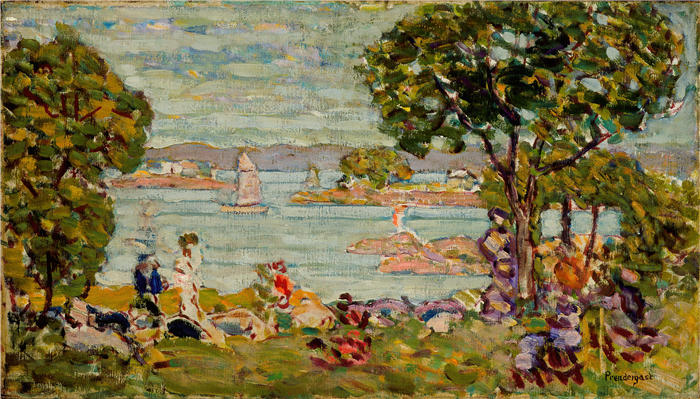 莫里斯·普伦德加斯特(Maurice Prendergast,美国画家)高清作品-《缅因州科夫(约 1907-1910 年)》
