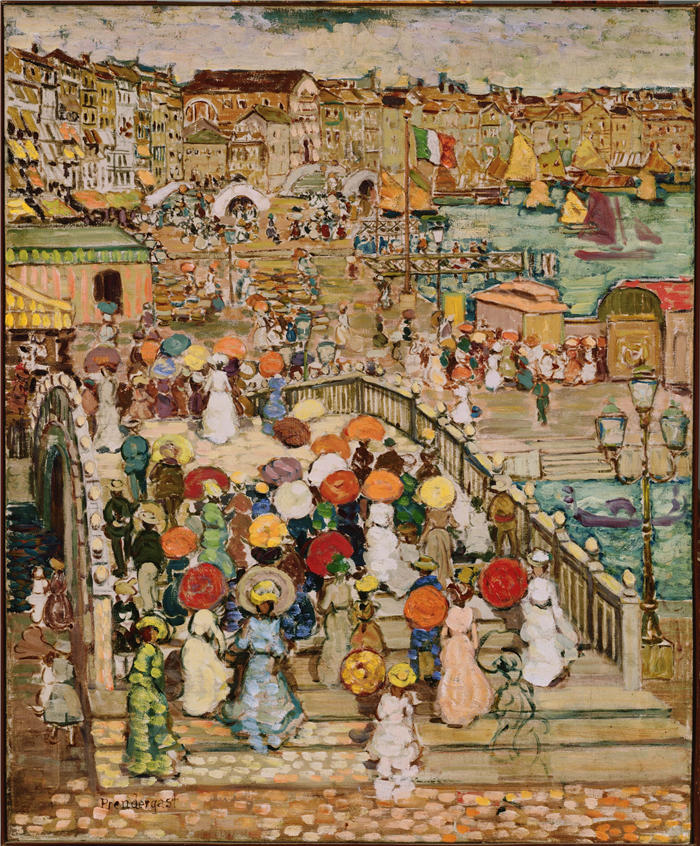 莫里斯·普伦德加斯特（Maurice Prendergast，美国画家）高清作品-《蓬泰德拉帕利亚》