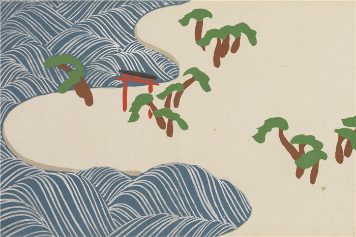 神坂雪佳(Kamisaka Sekka，日本画家)高清作品-《住江 (Suminoe) (1909-1910)》