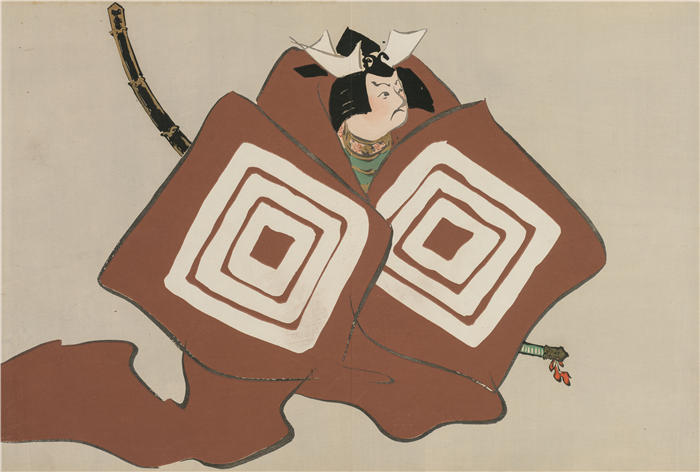 神坂雪佳(Kamisaka Sekka，日本画家)高清作品-《芝原（Shibaraku）（1909-1910）》