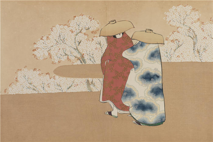 神坂雪佳(Kamisaka Sekka，日本画家)高清作品-《三月（弥生）（1909-1910）》