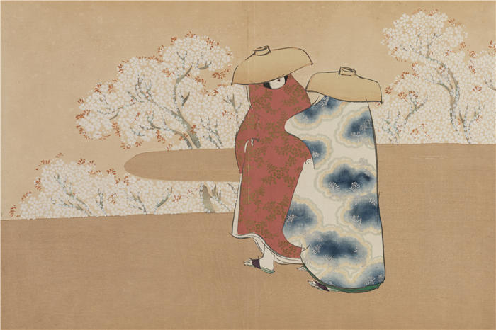 神坂雪佳(Kamisaka Sekka,日本画家)高清作品-《三月(弥生)(1909-1910)》