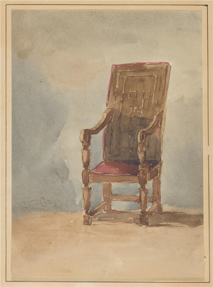 大卫·考克斯（David Cox，英国画家）高清作品-《古董扶手椅的研究（1849 年）》