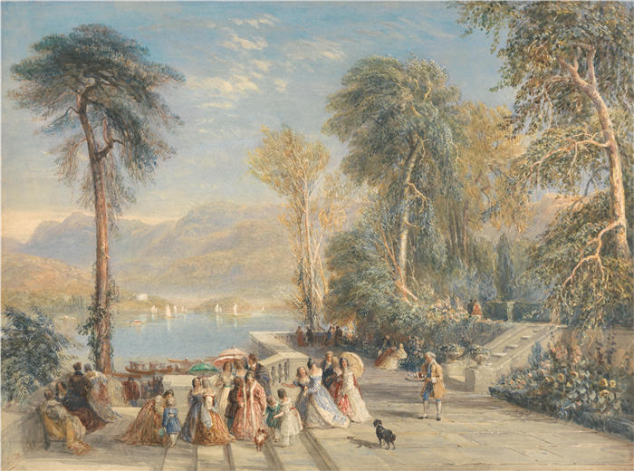大卫·考克斯（David Cox，英国画家）高清作品-《帆船赛期间的温德米尔 (1832)》