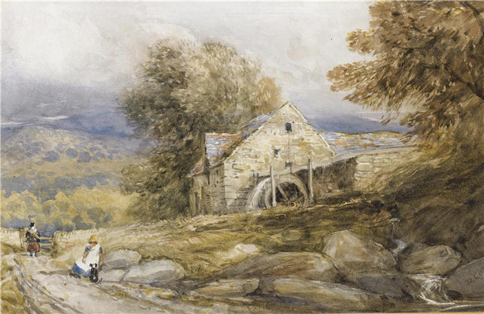 大卫·考克斯(David Cox,英国画家)高清作品-《Overshot Mill,北威尔士》