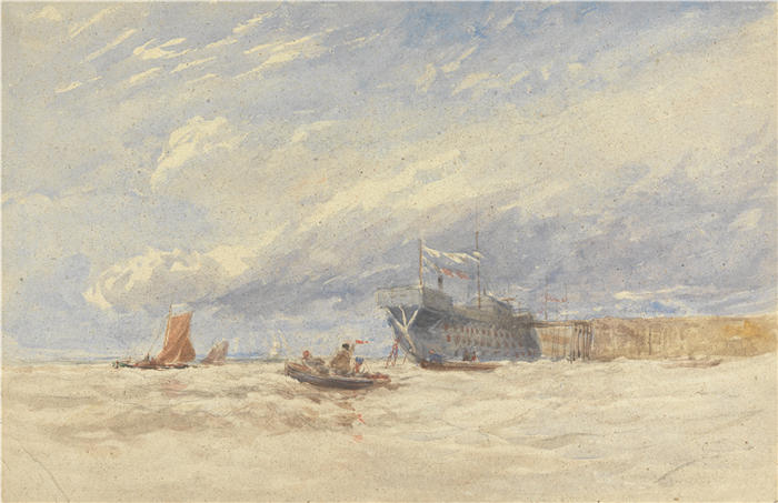 大卫·考克斯（David Cox，英国画家）高清作品-《在梅德韦（1850 年代初期）》