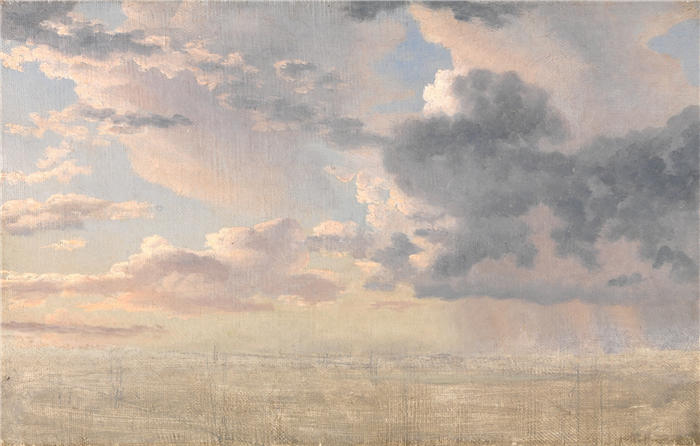 克里斯托弗·威廉·埃克斯伯格（Christoffer Wilhelm Eckersberg，丹麦画家）高清作品-研究声音上的云（1826 年）