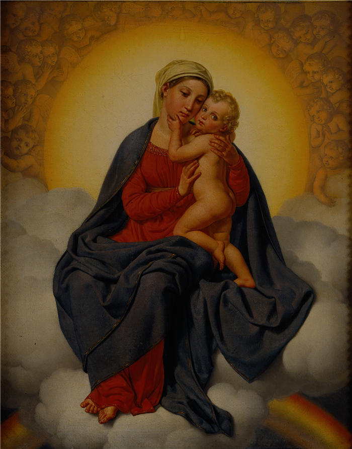克里斯托弗·威廉·埃克斯伯格（Christoffer Wilhelm Eckersberg，丹麦画家）高清作品-圣母子 (1816)