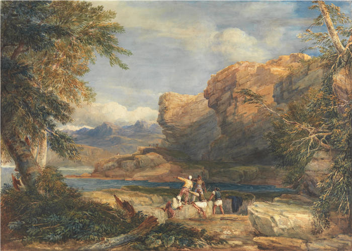 大卫·考克斯（David Cox，英国画家）高清作品-《海盗岛 (1826)》