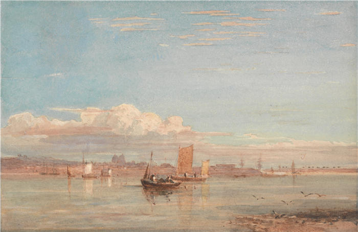 大卫·考克斯（David Cox，英国画家）高清作品-《格林威治医院（1820 年代）》