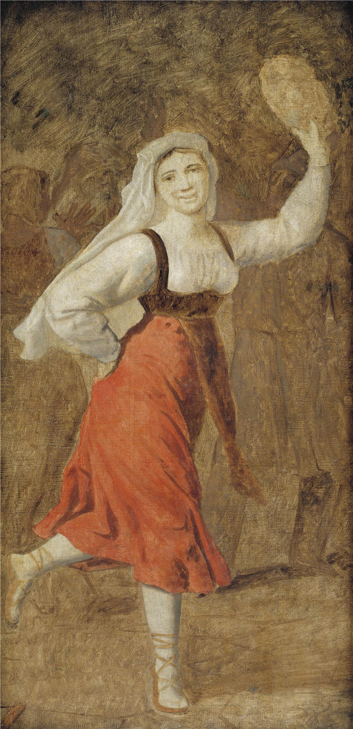 克里斯托弗·威廉·埃克斯伯格(Christoffer Wilhelm Eckersberg,丹麦画家)高清作品-一个跳舞的意大利女孩 (1812 – 1816)