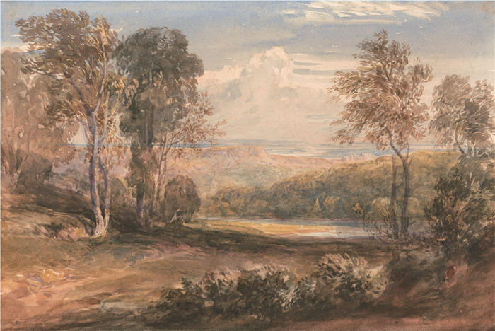 大卫·考克斯(David Cox,英国画家)高清作品-《在 Wye 上(约 1832 年)》