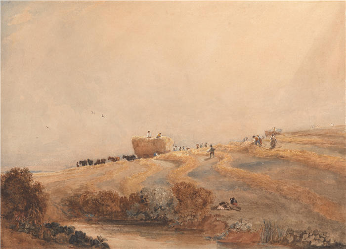 大卫·考克斯（David Cox，英国画家）高清作品-《干草（约 1808 年）》