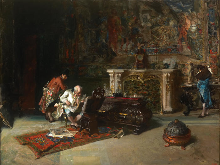 马里亚诺·福图尼·马萨尔（Mariano Fortuny Marsal，西班牙画家）高清作品-《印刷品收藏家 (1866)》