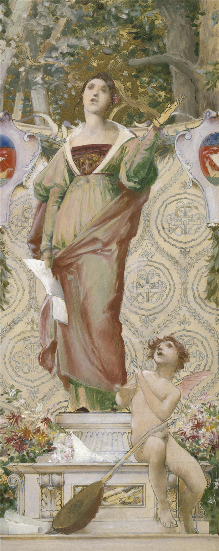 卢克-奥利维尔·默森（Luc-Olivier Merson，法国画家 ）高清作品-《歌曲 (1889)》