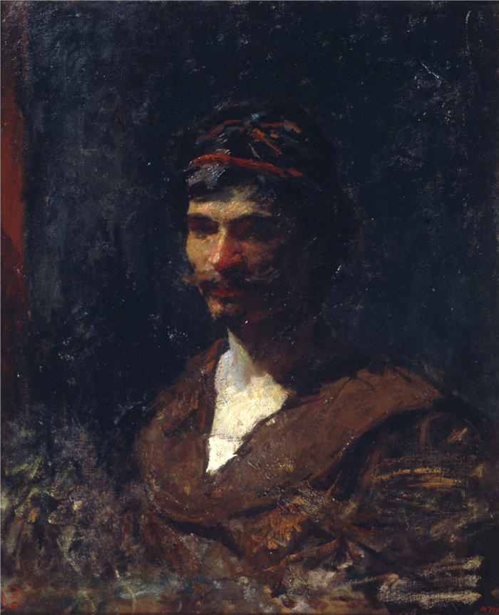 马里亚诺·福图尼·马萨尔（Mariano Fortuny Marsal，西班牙画家）高清作品-《男人的半身像。巴克斯的寓言（约 1868 年）》