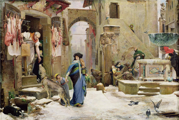 卢克-奥利维尔·默森（Luc-Olivier Merson，法国画家 ）高清作品-《阿古比奥之狼 (1877)》