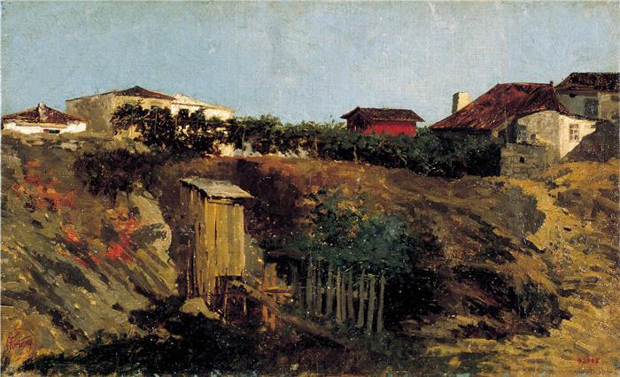 马里亚诺·福图尼·马萨尔（Mariano Fortuny Marsal，西班牙画家）高清作品-《门廊景观（1874 年）》