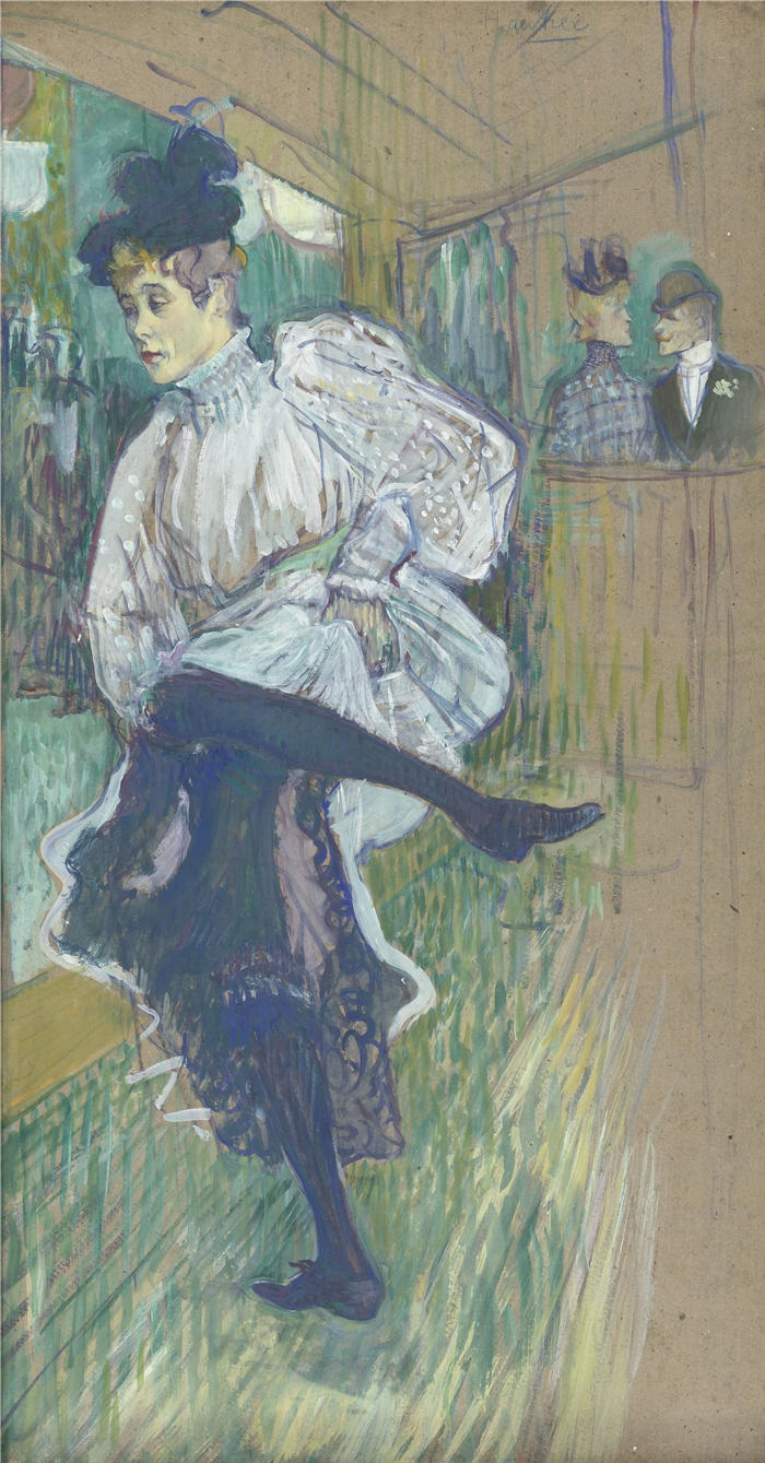 亨利·德·图卢兹-劳特累克(Henri de Toulouse-Lautrec,法国画家)高清作品-《简·艾薇儿跳舞(约 1892 年)》