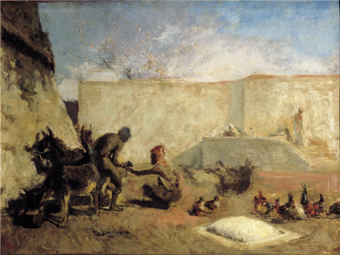 马里亚诺·福图尼·马萨尔（Mariano Fortuny Marsal，西班牙画家）高清作品-《摩洛哥马蹄铁（约 1870 年）》
