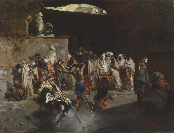 马里亚诺·福图尼·马萨尔（Mariano Fortuny Marsal，西班牙画家）高清作品-《阿拉伯幻想曲（约 1867 年）》