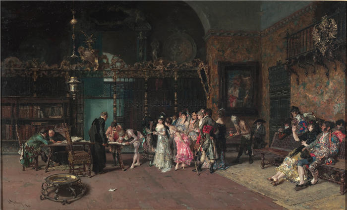 马里亚诺·福图尼·马萨尔（Mariano Fortuny Marsal，西班牙画家）高清作品-《西班牙婚礼 (1870)》