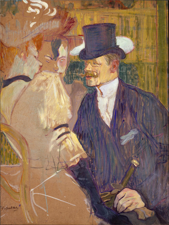 亨利·德·图卢兹-劳特累克(Henri de Toulouse-Lautrec法国画家)高清作品-《红磨坊(1892 年)的英国人(威廉·汤姆·沃勒纳,1861-1934 年)》