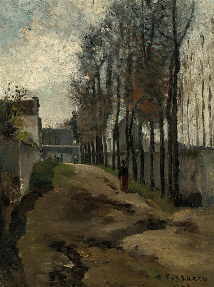 卡米尔·毕沙罗（Camille Pissarro，法国画家）高清作品-《冬天的风景（1862）》