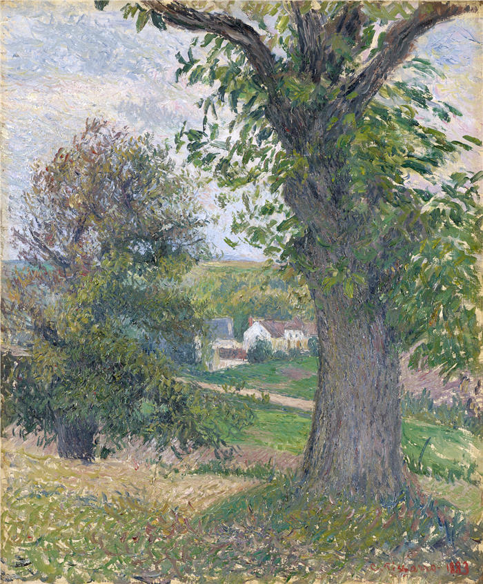 卡米尔·毕沙罗（Camille Pissarro，法国画家）高清作品-《奥斯尼的栗树（1883 年）》