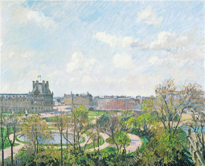 卡米尔·毕沙罗(Camille Pissarro,法国画家)高清作品-《杜伊勒里花园和植物馆》
