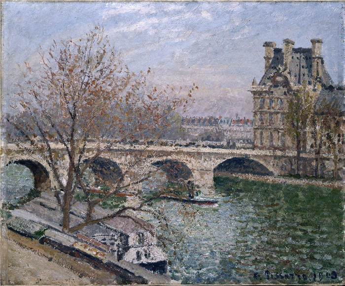 卡米尔·毕沙罗（Camille Pissarro，法国画家）高清作品-《皇家桥和植物馆（1903年）》