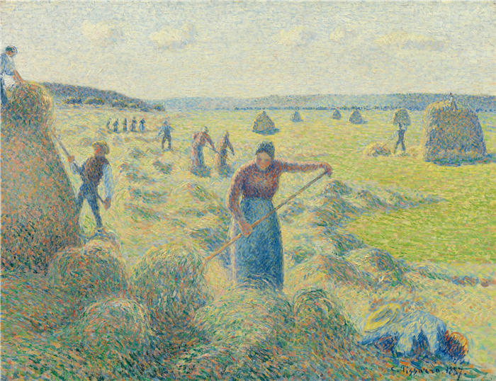 卡米尔·毕沙罗(Camille Pissarro,法国画家)高清作品-《干草收获,伊拉尼》