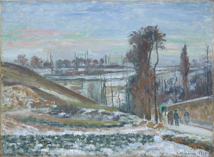 卡米尔·毕沙罗（Camille Pissarro，法国画家）高清作品-《冬宫附近的雪景（1875 年）》