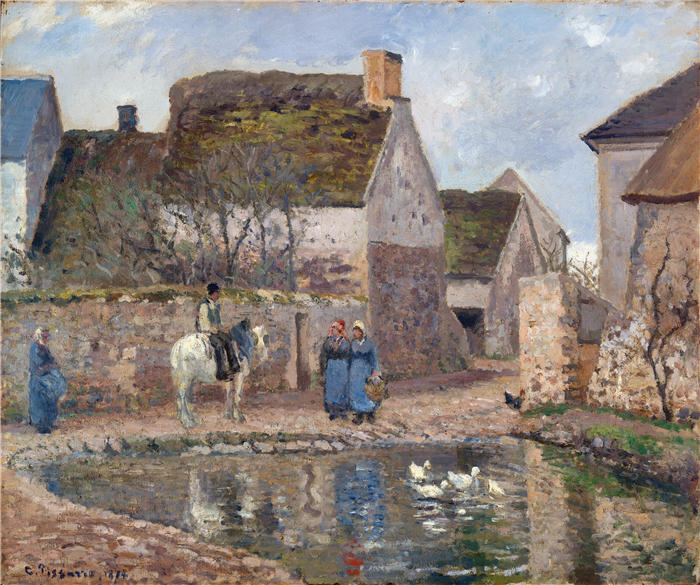 卡米尔·毕沙罗(Camille Pissarro,法国画家)高清作品-《Ennery 中的池塘(1874 年)》