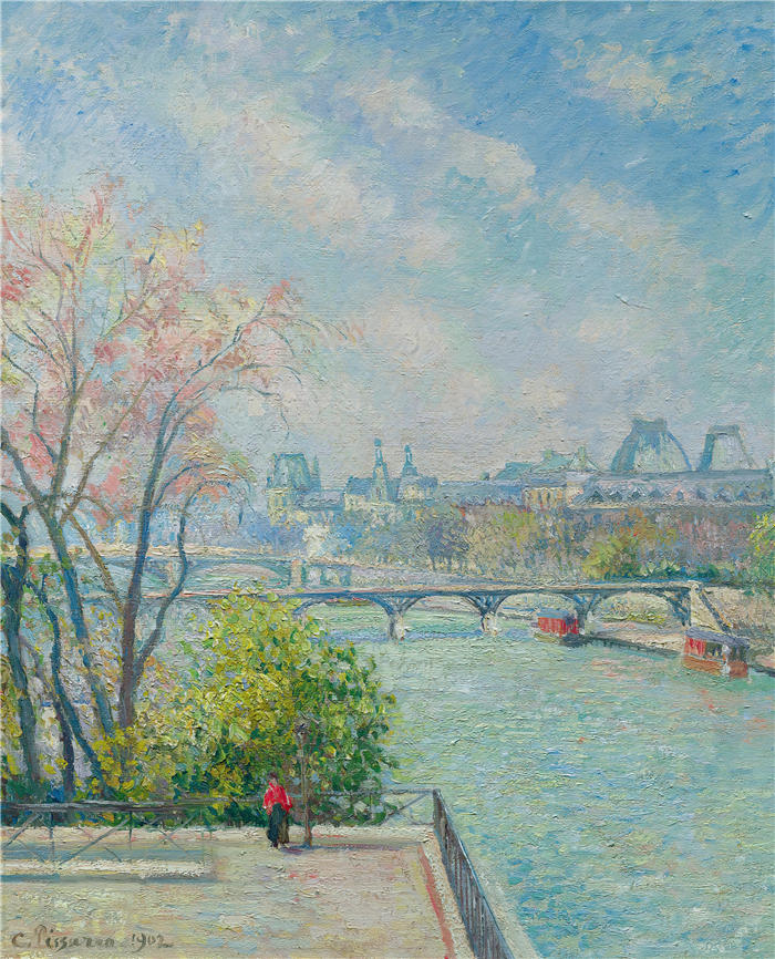 卡米尔·毕沙罗（Camille Pissarro，法国画家）高清作品-《卢浮宫，早晨，春天（1902年）》