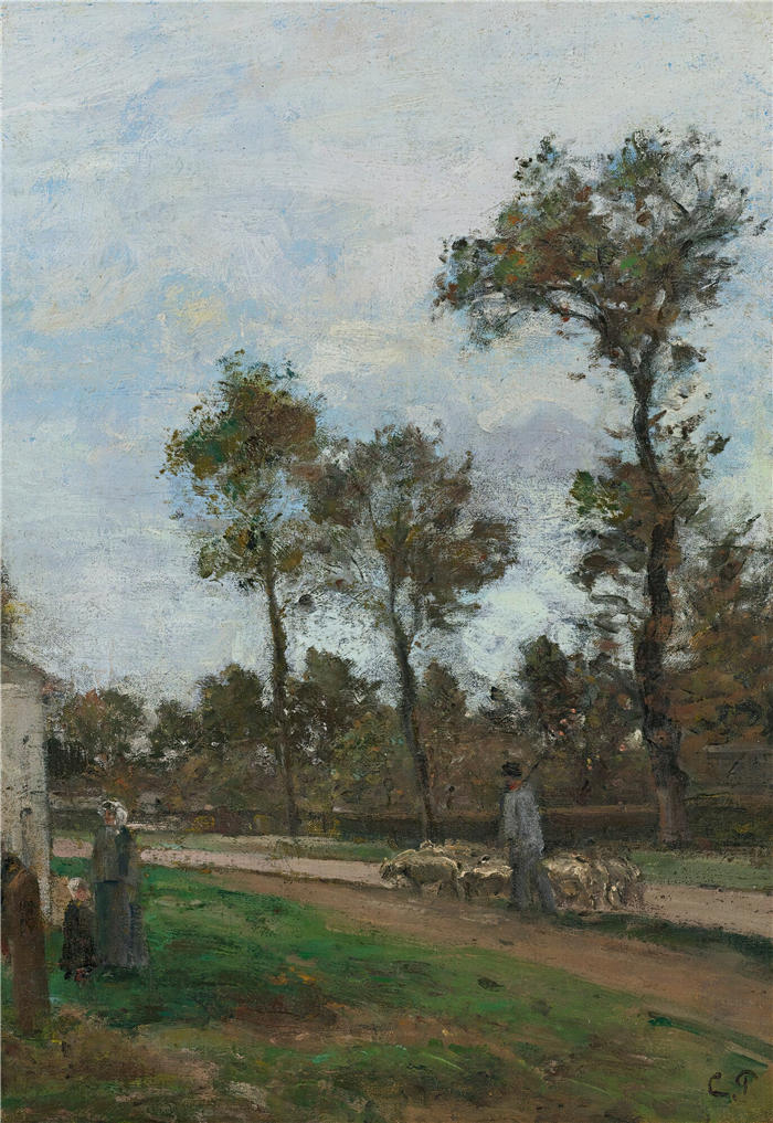 卡米尔·毕沙罗（Camille Pissarro，法国画家）高清作品-《卢韦西安公路（约1870年）》