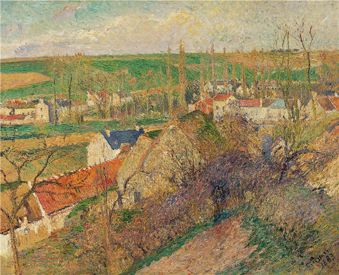卡米尔·毕沙罗(Camille Pissarro,法国画家)高清作品-《奥斯尼村景色(1883) (1)》