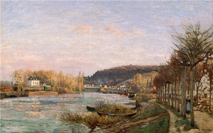 卡米尔·毕沙罗（Camille Pissarro，法国画家）高清作品-《布吉瓦尔塞纳河（1870年）》