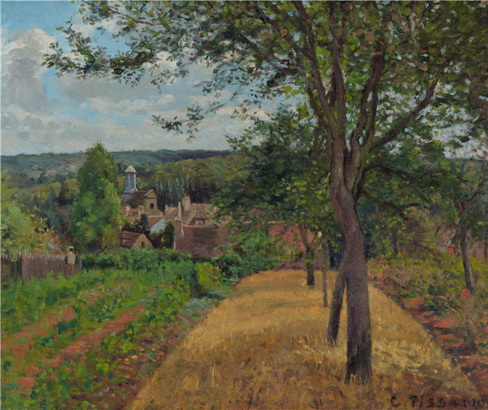 卡米尔·毕沙罗(Camille Pissarro,法国画家)高清作品-《Louveciennes 的果园(1872 年)》