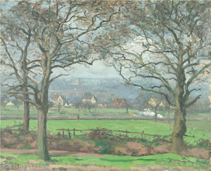 卡米尔·毕沙罗(Camille Pissarro,法国画家)高清作品-《西德纳姆山附近(1871 年)》