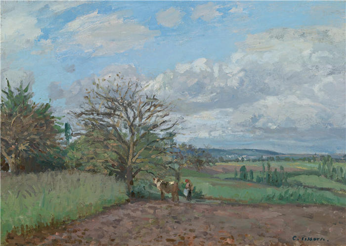卡米尔·毕沙罗（Camille Pissarro，法国画家）高清作品-《有空地的景观（约1872年）》