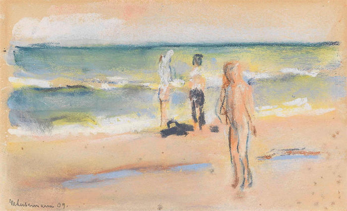 马克斯·利伯曼（Max Liebermann，德国画家）高清作品下载-《巴登德河畔 (1909)》