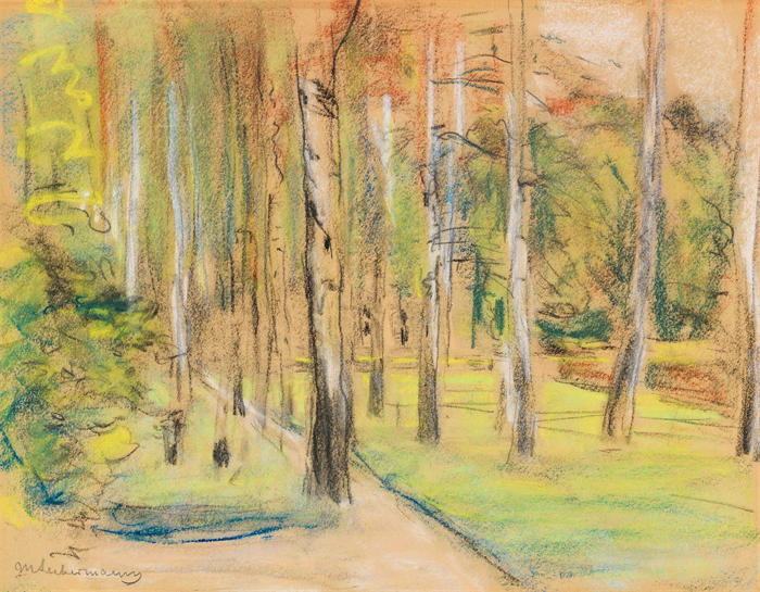 马克斯·利伯曼（Max Liebermann，德国画家）高清作品下载-《Wannsee 的 Birkenallee 向西北看（1920 年）》