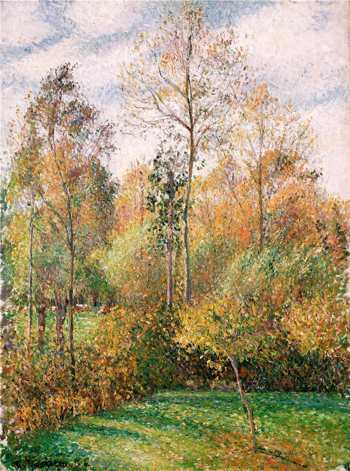 卡米尔·毕沙罗(Camille Pissarro,法国画家)高清作品-《秋天, 白杨树》