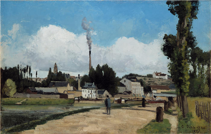 卡米尔·毕沙罗(Camille Pissarro,法国画家)高清作品-《蓬图瓦兹瓦兹河岸》