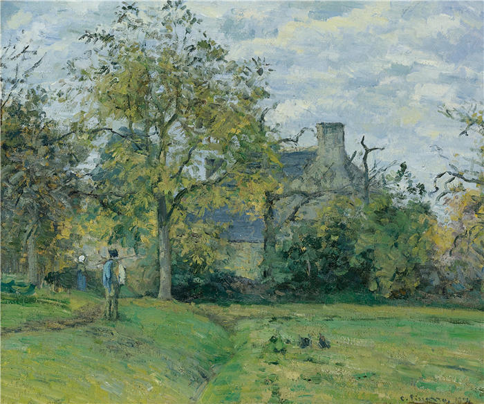 卡米尔·毕沙罗（Camille Pissarro，法国画家）高清作品-《皮埃特在蒙特福柯的房子1874》