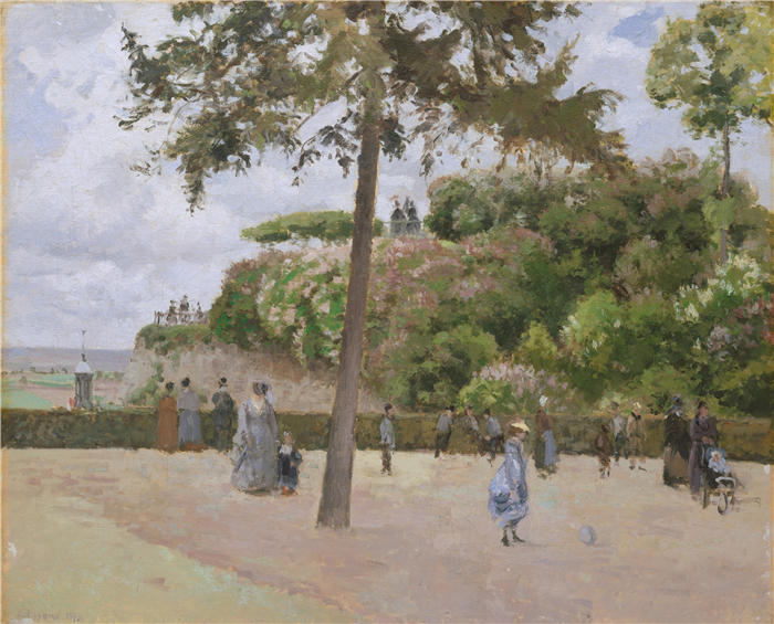 卡米尔·毕沙罗（Camille Pissarro，法国画家）高清作品-《蓬图瓦兹的公共花园（1874 年）》